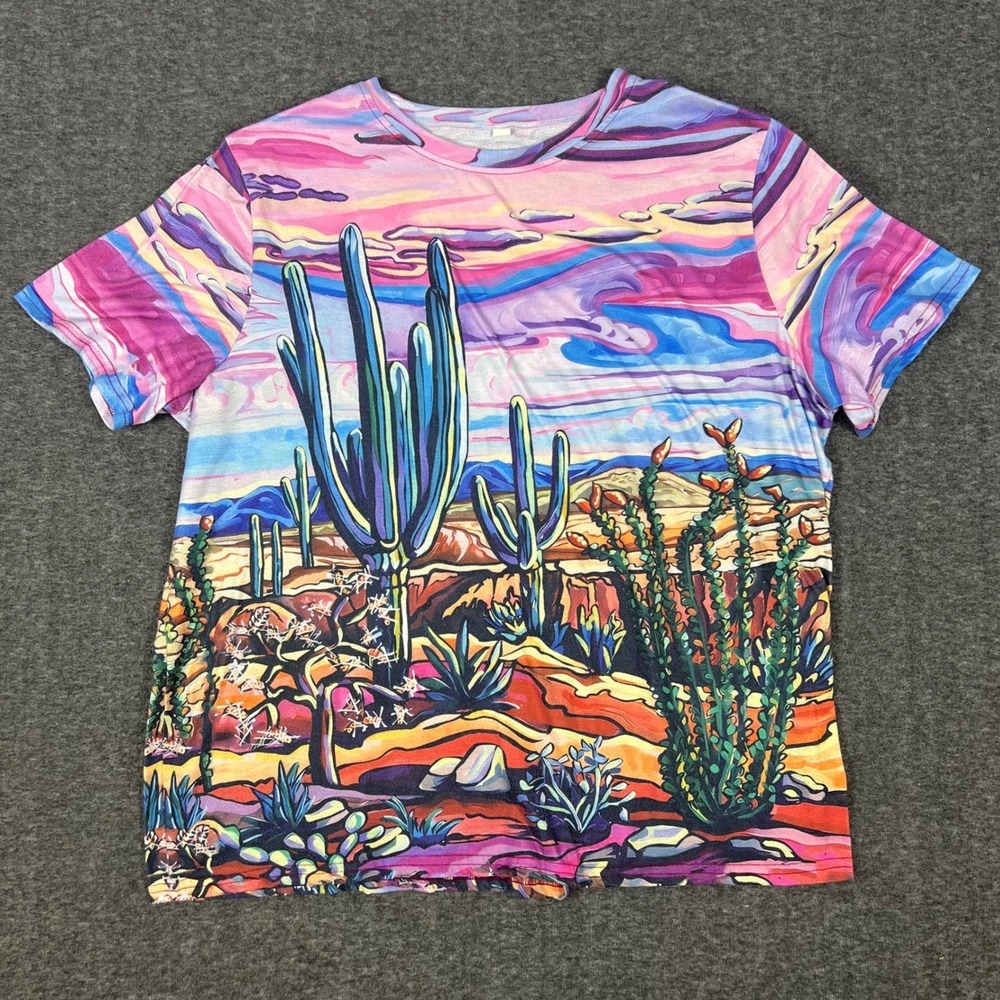 Oversized Texas Desert AOP T Shirt Women's 4XL Western Cowboy All Over Print